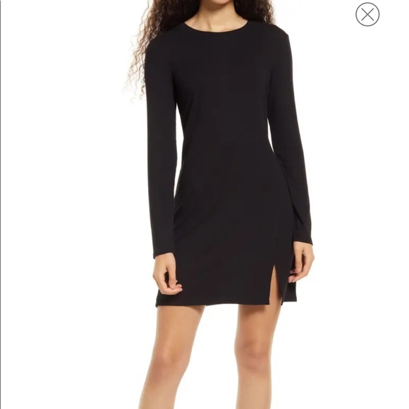 Grey Front Slit Rib T-Shirt Dress - Picture 4 of 11